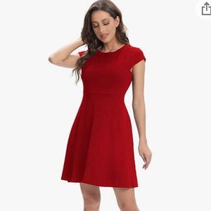 Womens Casual Elegant Red Dress (Medium)